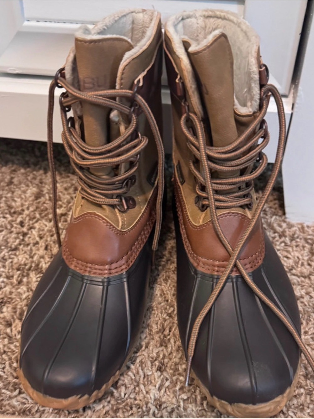 JBU Women's Brown and Black Insulated Waterproof Winter Boots